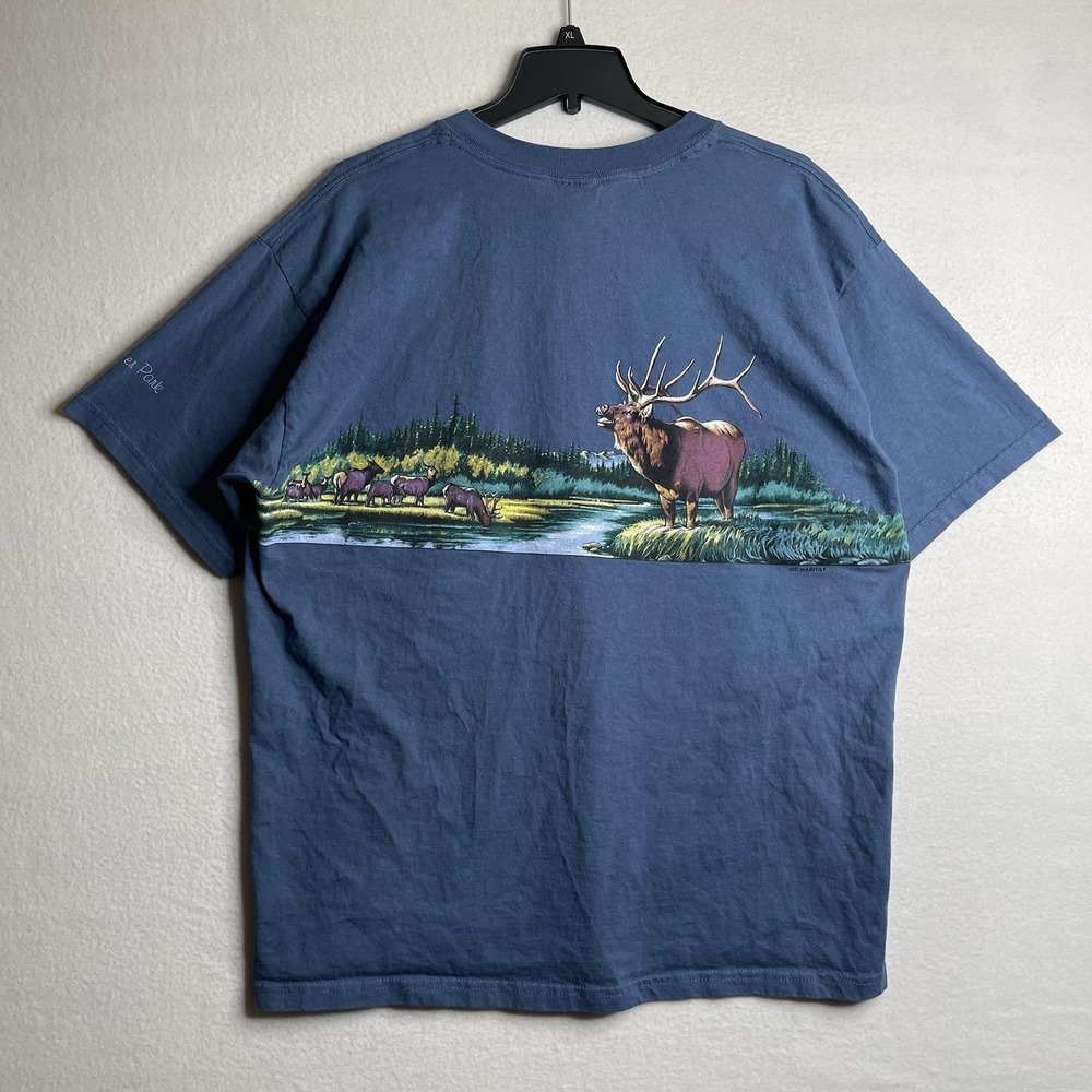 Vintage 1990s IC Habitat T Shirt Nature Tee Men's XL Blue Vtg 90s Casual AOP - Picture 6 of 11